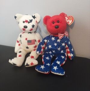 2002 Liberty And 1998 Glory Ty Beanie Babies Set Of 2